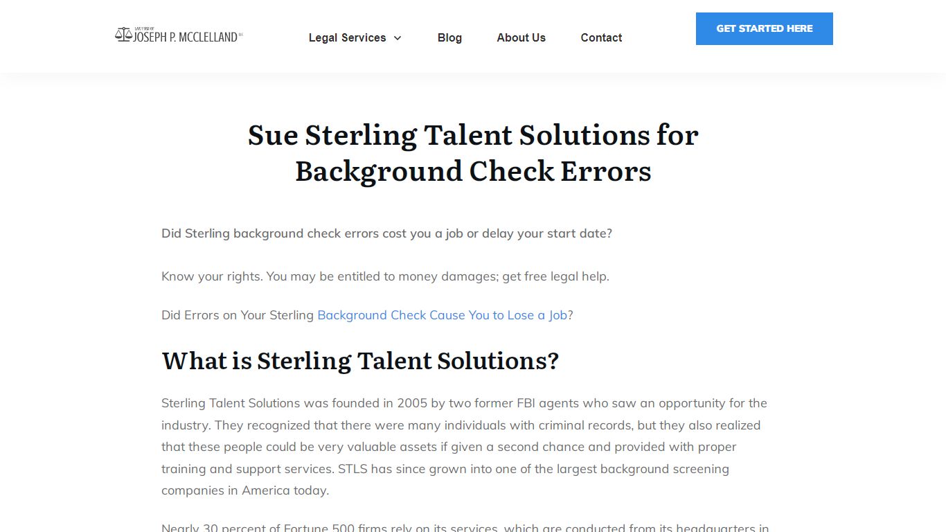 Sterling Background Check Error: Top FACTS - Joseph P. McClelland, LLC